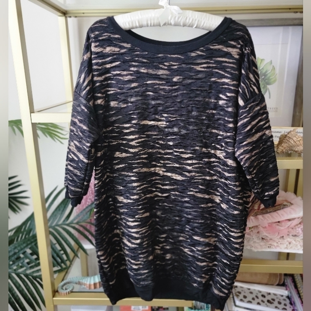COPY - Cherish Metallic Gold and Black Striped Sweater  Women's Size Small
